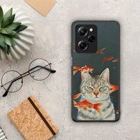 Thumbnail for Θήκη Xiaomi Poco X5 Pro 5G Dual Cat Goldfish από τη Smartfits με σχέδιο στο πίσω μέρος και μαύρο περίβλημα | Xiaomi Poco X5 Pro 5G Dual Cat Goldfish Case with Colorful Back and Black Bezels