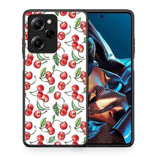 Θήκη Xiaomi Poco X5 Pro 5G Dual Cherry Summer από τη Smartfits με σχέδιο στο πίσω μέρος και μαύρο περίβλημα | Xiaomi Poco X5 Pro 5G Dual Cherry Summer Case with Colorful Back and Black Bezels