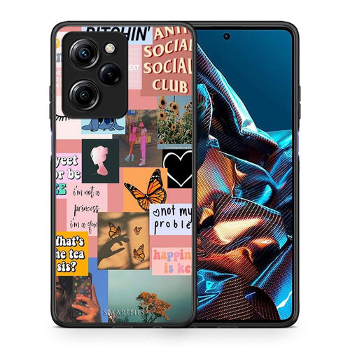 Θήκη Xiaomi Poco X5 Pro 5G Dual Collage Bitchin από τη Smartfits με σχέδιο στο πίσω μέρος και μαύρο περίβλημα | Xiaomi Poco X5 Pro 5G Dual Collage Bitchin Case with Colorful Back and Black Bezels