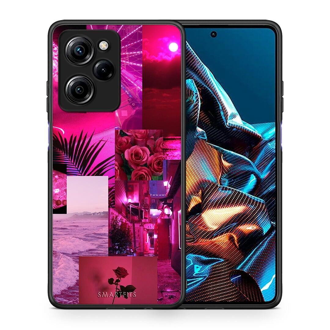 Θήκη Xiaomi Poco X5 Pro 5G Dual Collage Red Roses από τη Smartfits με σχέδιο στο πίσω μέρος και μαύρο περίβλημα | Xiaomi Poco X5 Pro 5G Dual Collage Red Roses Case with Colorful Back and Black Bezels