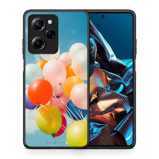 Θήκη Xiaomi Poco X5 Pro 5G Dual Colorful Balloons από τη Smartfits με σχέδιο στο πίσω μέρος και μαύρο περίβλημα | Xiaomi Poco X5 Pro 5G Dual Colorful Balloons Case with Colorful Back and Black Bezels