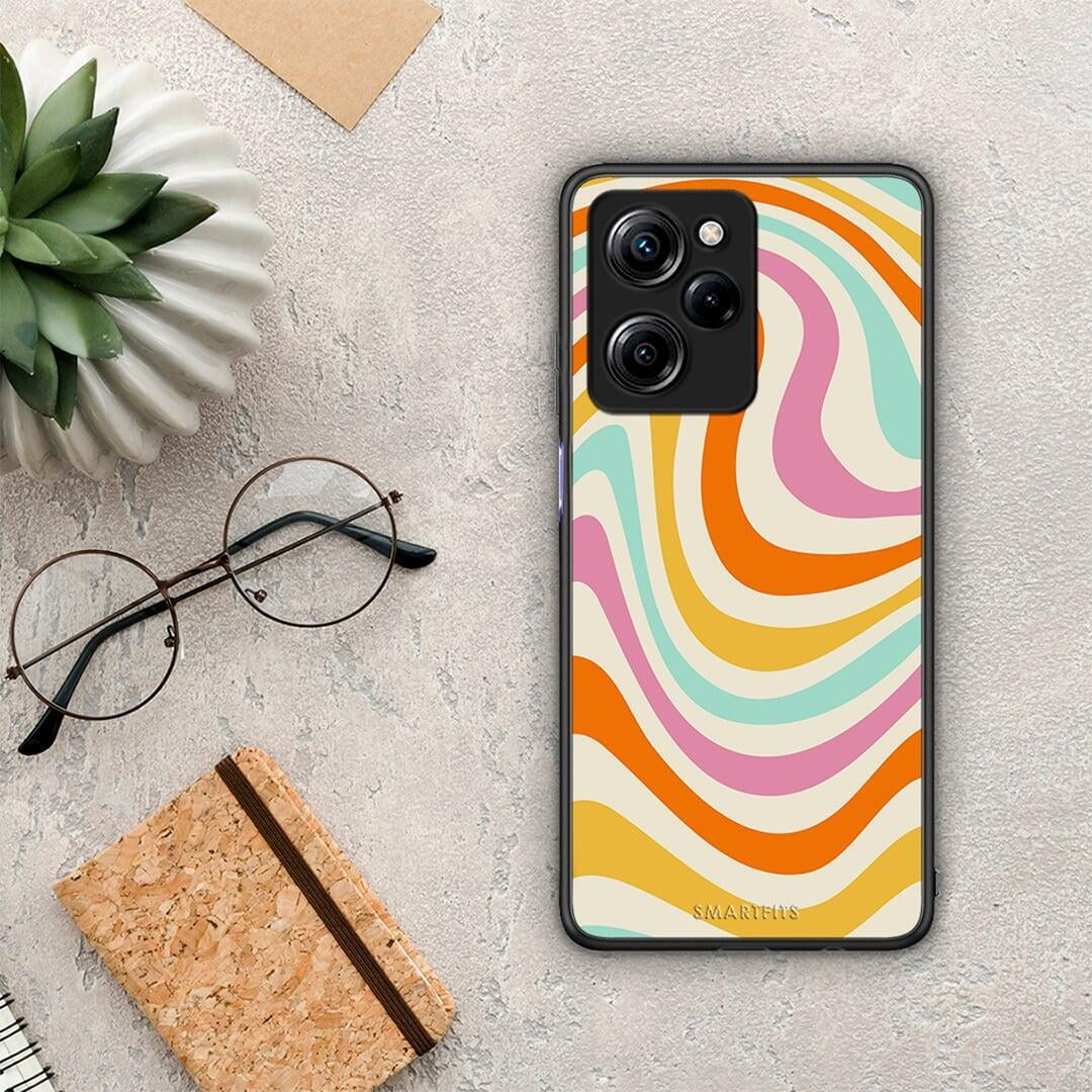 Θήκη Xiaomi Poco X5 Pro 5G Dual Colourful Waves από τη Smartfits με σχέδιο στο πίσω μέρος και μαύρο περίβλημα | Xiaomi Poco X5 Pro 5G Dual Colourful Waves Case with Colorful Back and Black Bezels