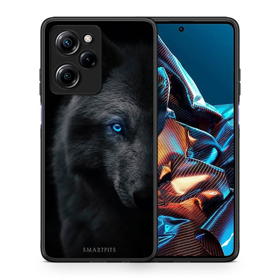 Θήκη Xiaomi Poco X5 Pro 5G Dual Dark Wolf από τη Smartfits με σχέδιο στο πίσω μέρος και μαύρο περίβλημα | Xiaomi Poco X5 Pro 5G Dual Dark Wolf Case with Colorful Back and Black Bezels