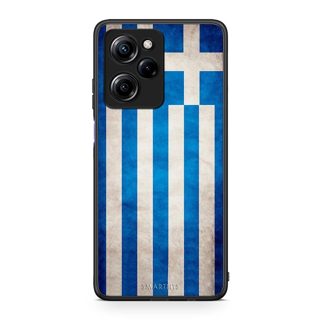 Θήκη Xiaomi Poco X5 Pro 5G Dual Flag Greek από τη Smartfits με σχέδιο στο πίσω μέρος και μαύρο περίβλημα | Xiaomi Poco X5 Pro 5G Dual Flag Greek Case with Colorful Back and Black Bezels