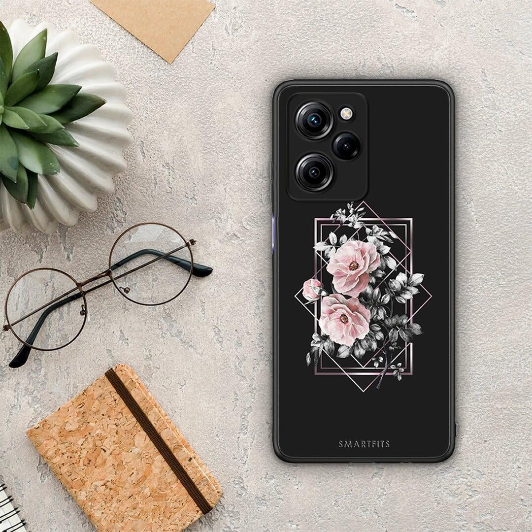 Θήκη Xiaomi Poco X5 Pro 5G Dual Flower Frame από τη Smartfits με σχέδιο στο πίσω μέρος και μαύρο περίβλημα | Xiaomi Poco X5 Pro 5G Dual Flower Frame Case with Colorful Back and Black Bezels