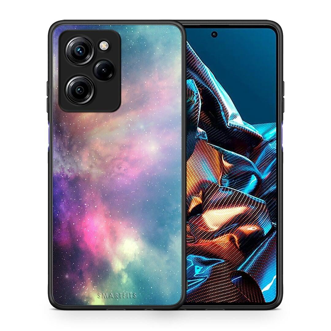 Θήκη Xiaomi Poco X5 Pro 5G Dual Galactic Rainbow από τη Smartfits με σχέδιο στο πίσω μέρος και μαύρο περίβλημα | Xiaomi Poco X5 Pro 5G Dual Galactic Rainbow Case with Colorful Back and Black Bezels