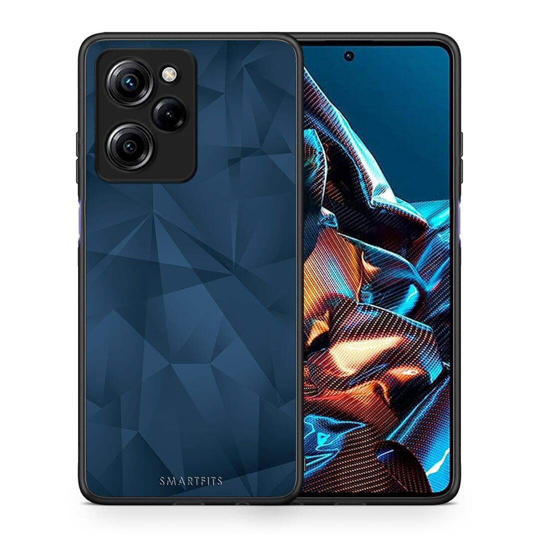 Θήκη Xiaomi Poco X5 Pro 5G Dual Geometric Blue Abstract από τη Smartfits με σχέδιο στο πίσω μέρος και μαύρο περίβλημα | Xiaomi Poco X5 Pro 5G Dual Geometric Blue Abstract Case with Colorful Back and Black Bezels