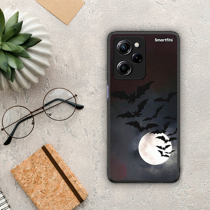 Θήκη Xiaomi Poco X5 Pro 5G Dual Halloween Bat Night από τη Smartfits με σχέδιο στο πίσω μέρος και μαύρο περίβλημα | Xiaomi Poco X5 Pro 5G Dual Halloween Bat Night Case with Colorful Back and Black Bezels