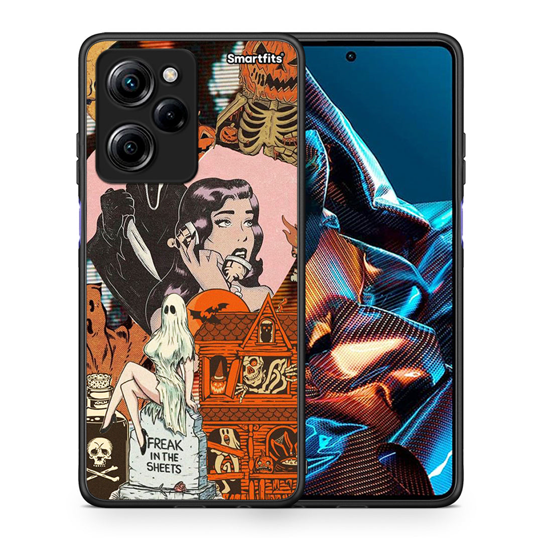 Θήκη Xiaomi Poco X5 Pro 5G Dual Halloween Collage από τη Smartfits με σχέδιο στο πίσω μέρος και μαύρο περίβλημα | Xiaomi Poco X5 Pro 5G Dual Halloween Collage Case with Colorful Back and Black Bezels