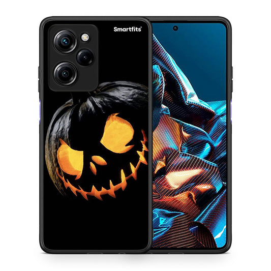 Θήκη Xiaomi Poco X5 Pro 5G Dual Halloween Scary Pumpkin από τη Smartfits με σχέδιο στο πίσω μέρος και μαύρο περίβλημα | Xiaomi Poco X5 Pro 5G Dual Halloween Scary Pumpkin Case with Colorful Back and Black Bezels