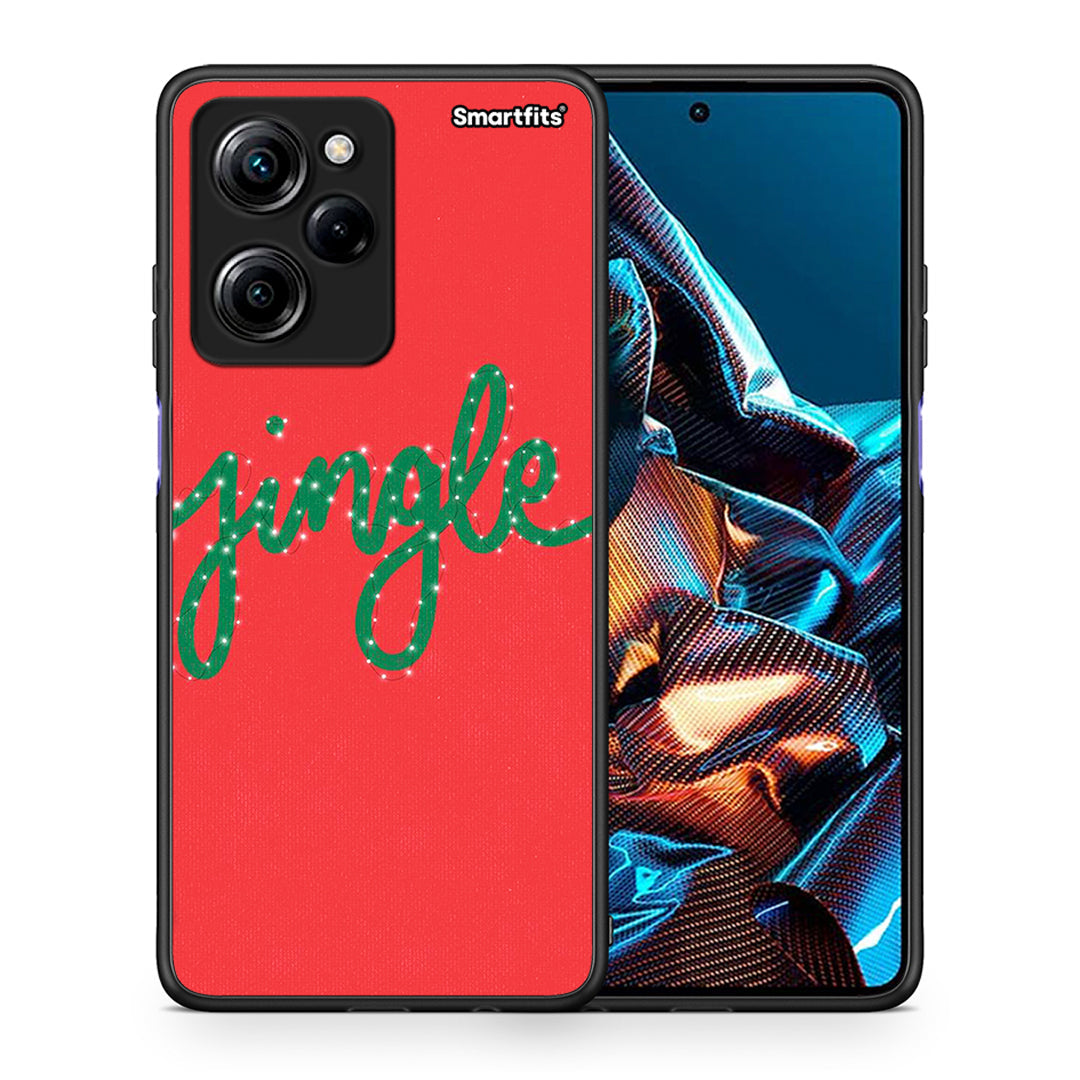 Θήκη Xiaomi Poco X5 Pro 5G Dual Jingle Xmas από τη Smartfits με σχέδιο στο πίσω μέρος και μαύρο περίβλημα | Xiaomi Poco X5 Pro 5G Dual Jingle Xmas Case with Colorful Back and Black Bezels