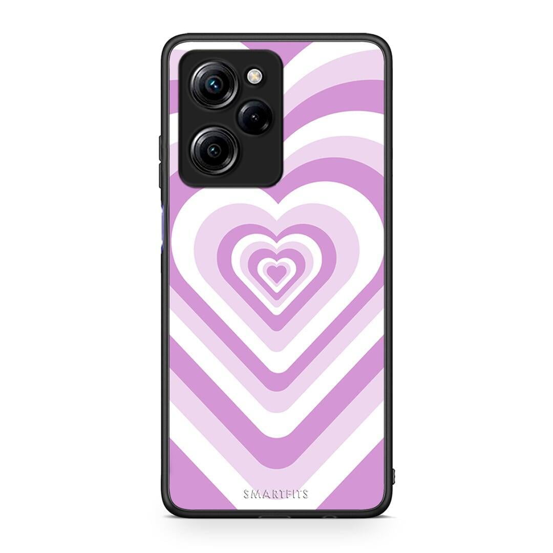 Θήκη Xiaomi Poco X5 Pro 5G Dual Lilac Hearts από τη Smartfits με σχέδιο στο πίσω μέρος και μαύρο περίβλημα | Xiaomi Poco X5 Pro 5G Dual Lilac Hearts Case with Colorful Back and Black Bezels