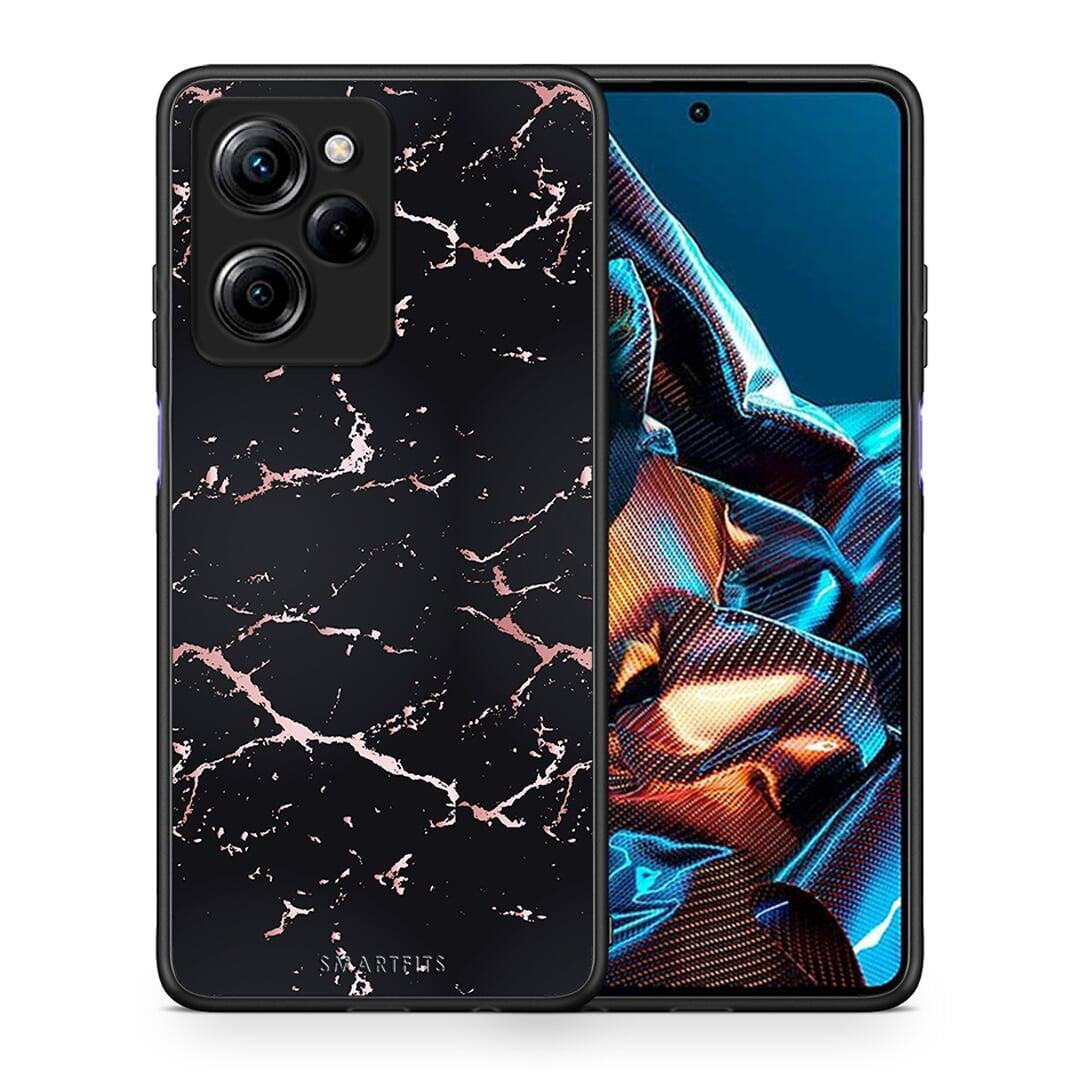 Θήκη Xiaomi Poco X5 Pro 5G Dual Marble Black Rosegold από τη Smartfits με σχέδιο στο πίσω μέρος και μαύρο περίβλημα | Xiaomi Poco X5 Pro 5G Dual Marble Black Rosegold Case with Colorful Back and Black Bezels