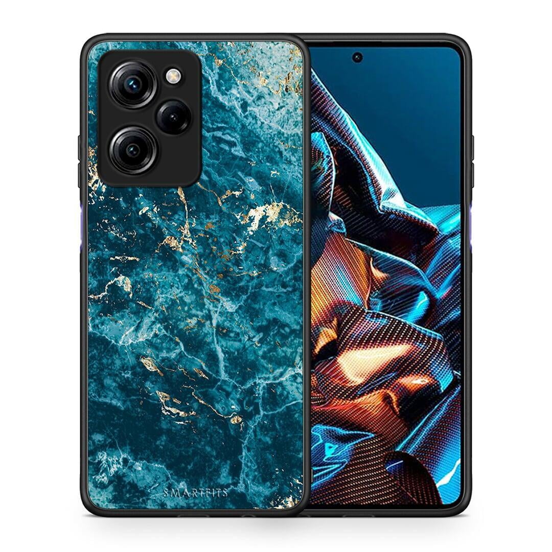 Θήκη Xiaomi Poco X5 Pro 5G Dual Marble Blue από τη Smartfits με σχέδιο στο πίσω μέρος και μαύρο περίβλημα | Xiaomi Poco X5 Pro 5G Dual Marble Blue Case with Colorful Back and Black Bezels