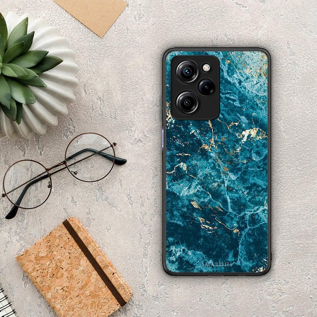 Θήκη Xiaomi Poco X5 Pro 5G Dual Marble Blue από τη Smartfits με σχέδιο στο πίσω μέρος και μαύρο περίβλημα | Xiaomi Poco X5 Pro 5G Dual Marble Blue Case with Colorful Back and Black Bezels