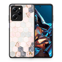 Thumbnail for Θήκη Xiaomi Poco X5 Pro 5G Dual Marble Hexagon Pink από τη Smartfits με σχέδιο στο πίσω μέρος και μαύρο περίβλημα | Xiaomi Poco X5 Pro 5G Dual Marble Hexagon Pink Case with Colorful Back and Black Bezels