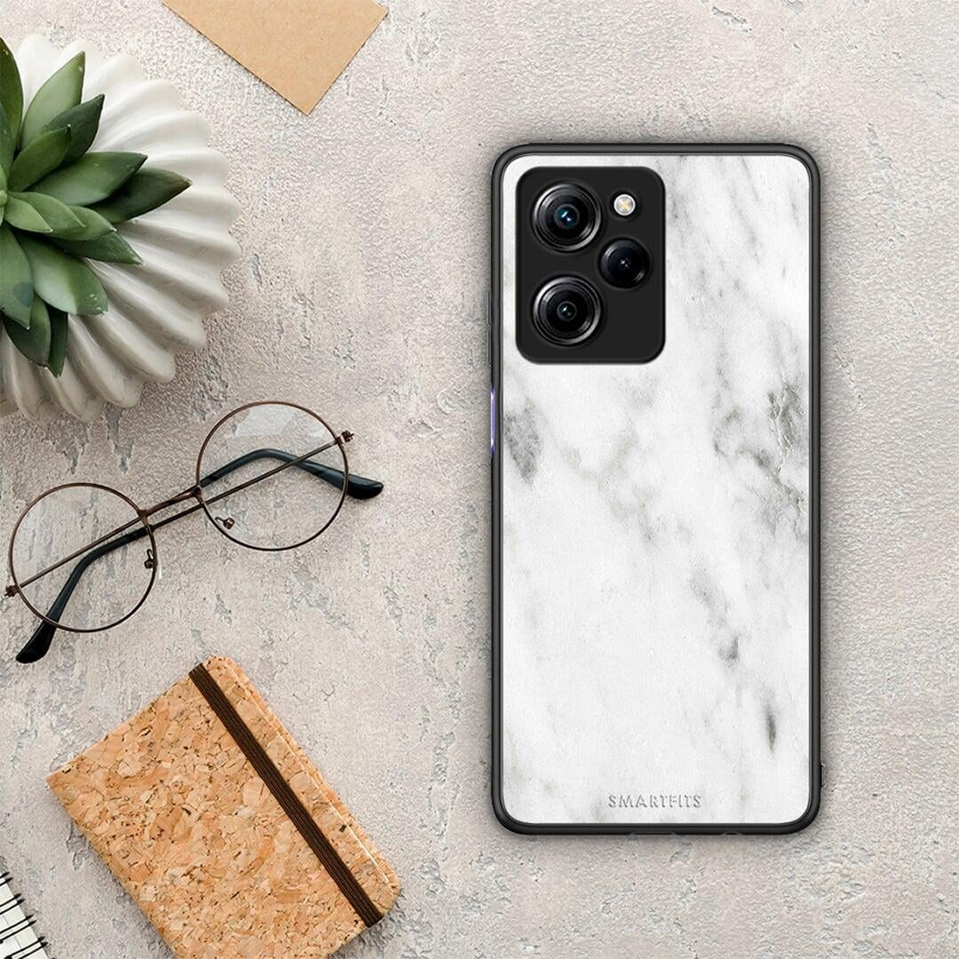 Θήκη Xiaomi Poco X5 Pro 5G Dual Marble White από τη Smartfits με σχέδιο στο πίσω μέρος και μαύρο περίβλημα | Xiaomi Poco X5 Pro 5G Dual Marble White Case with Colorful Back and Black Bezels