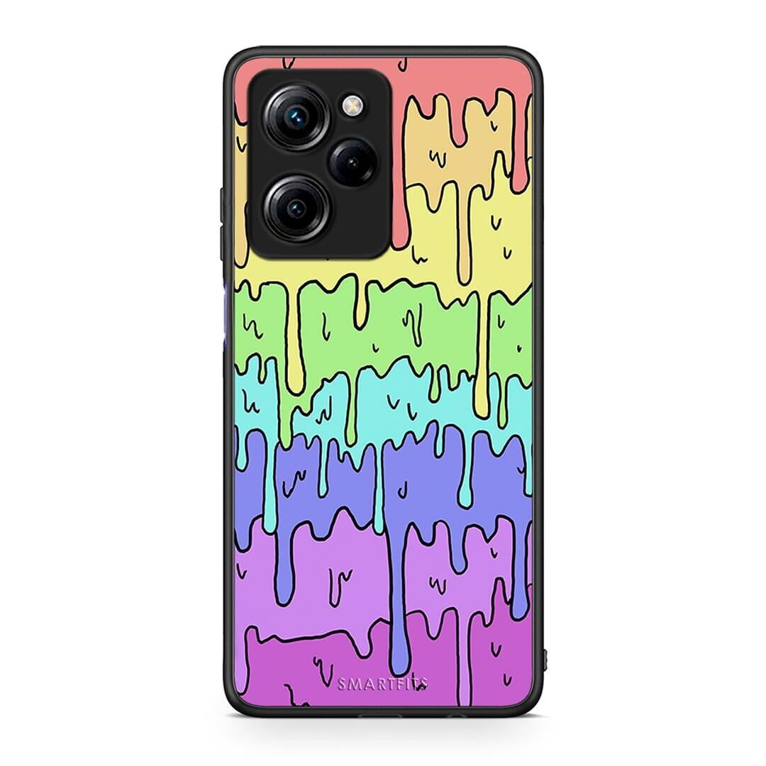 Θήκη Xiaomi Poco X5 Pro 5G Dual Melting Rainbow από τη Smartfits με σχέδιο στο πίσω μέρος και μαύρο περίβλημα | Xiaomi Poco X5 Pro 5G Dual Melting Rainbow Case with Colorful Back and Black Bezels