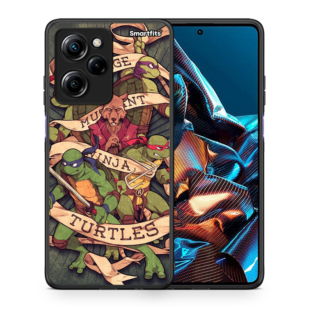 Θήκη Xiaomi Poco X5 Pro 5G Dual Ninja Turtles από τη Smartfits με σχέδιο στο πίσω μέρος και μαύρο περίβλημα | Xiaomi Poco X5 Pro 5G Dual Ninja Turtles Case with Colorful Back and Black Bezels