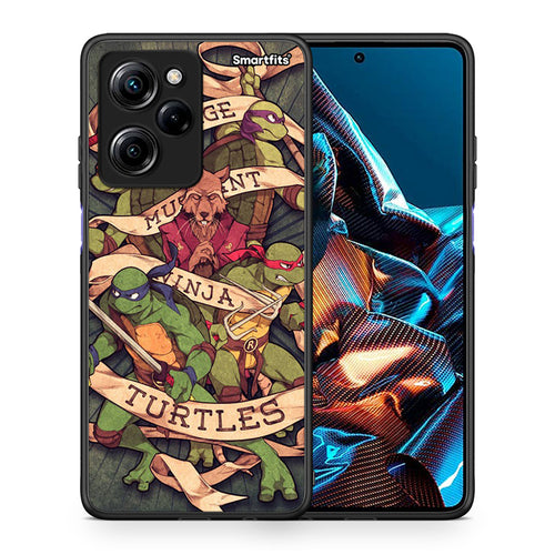 Θήκη Xiaomi Poco X5 Pro 5G Dual Ninja Turtles από τη Smartfits με σχέδιο στο πίσω μέρος και μαύρο περίβλημα | Xiaomi Poco X5 Pro 5G Dual Ninja Turtles Case with Colorful Back and Black Bezels