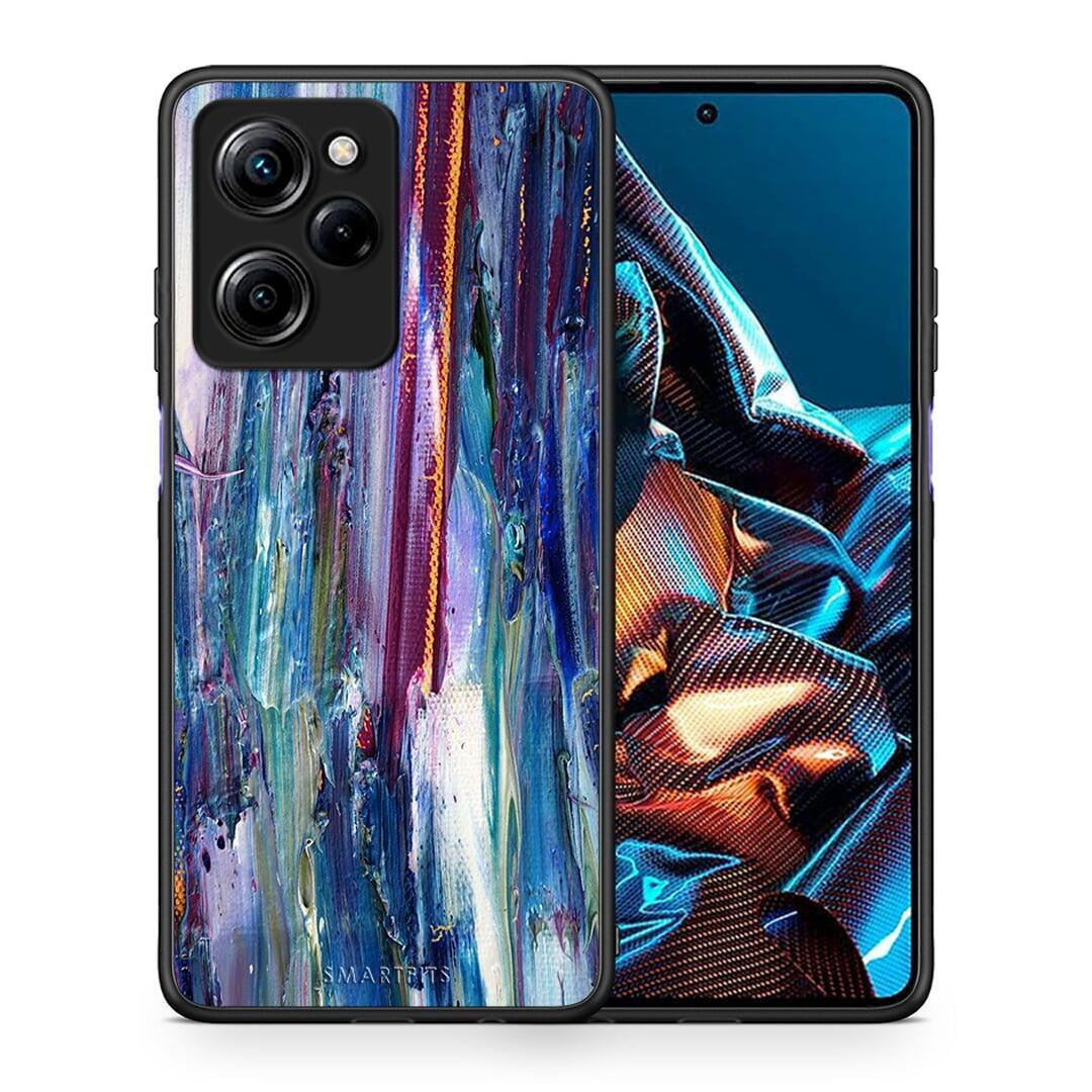 Θήκη Xiaomi Poco X5 Pro 5G Dual Paint Winter από τη Smartfits με σχέδιο στο πίσω μέρος και μαύρο περίβλημα | Xiaomi Poco X5 Pro 5G Dual Paint Winter Case with Colorful Back and Black Bezels