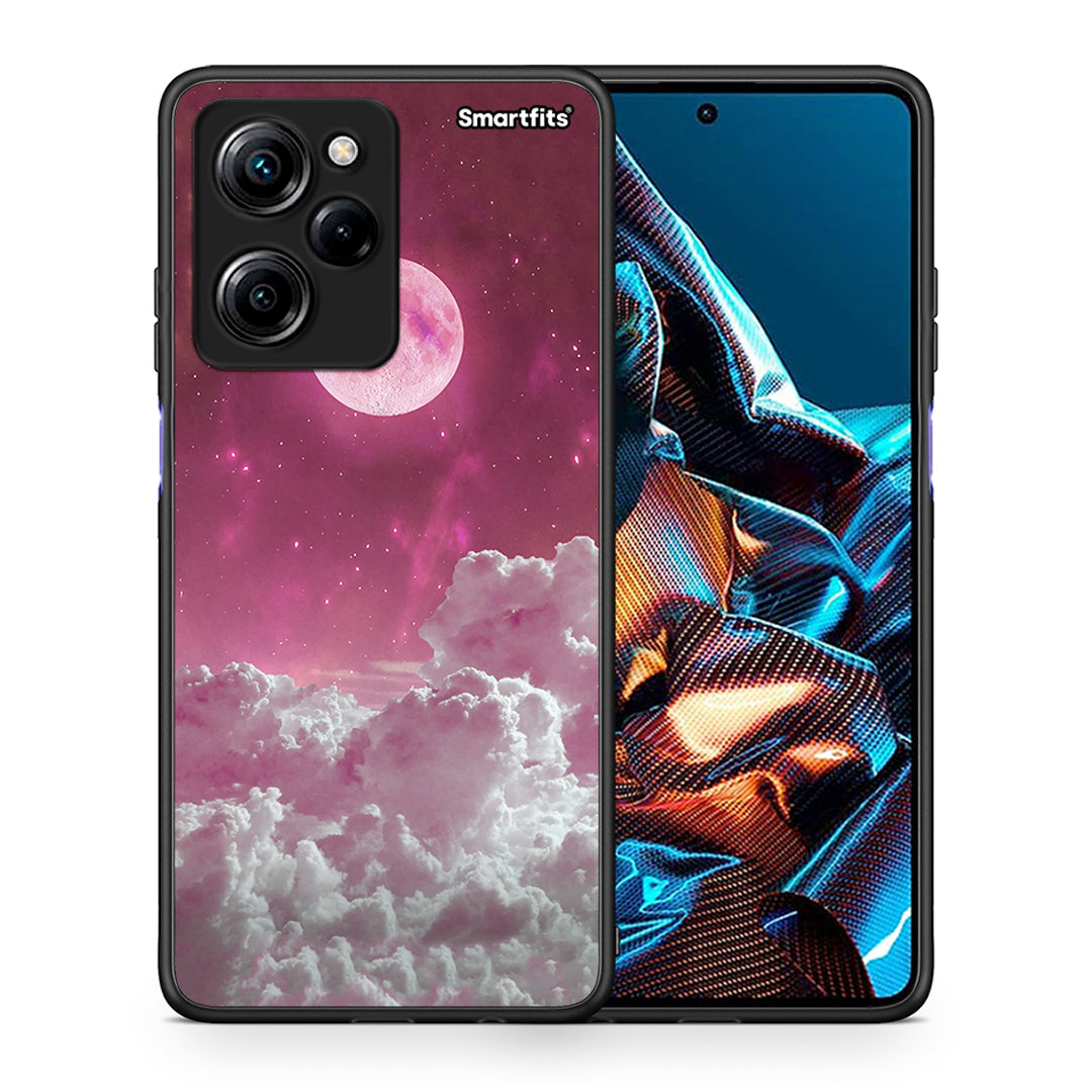 Θήκη Xiaomi Poco X5 Pro 5G Dual Pink Moon από τη Smartfits με σχέδιο στο πίσω μέρος και μαύρο περίβλημα | Xiaomi Poco X5 Pro 5G Dual Pink Moon Case with Colorful Back and Black Bezels