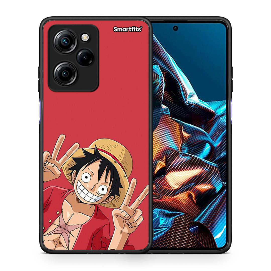 Θήκη Xiaomi Poco X5 Pro 5G Dual Pirate Luffy από τη Smartfits με σχέδιο στο πίσω μέρος και μαύρο περίβλημα | Xiaomi Poco X5 Pro 5G Dual Pirate Luffy Case with Colorful Back and Black Bezels