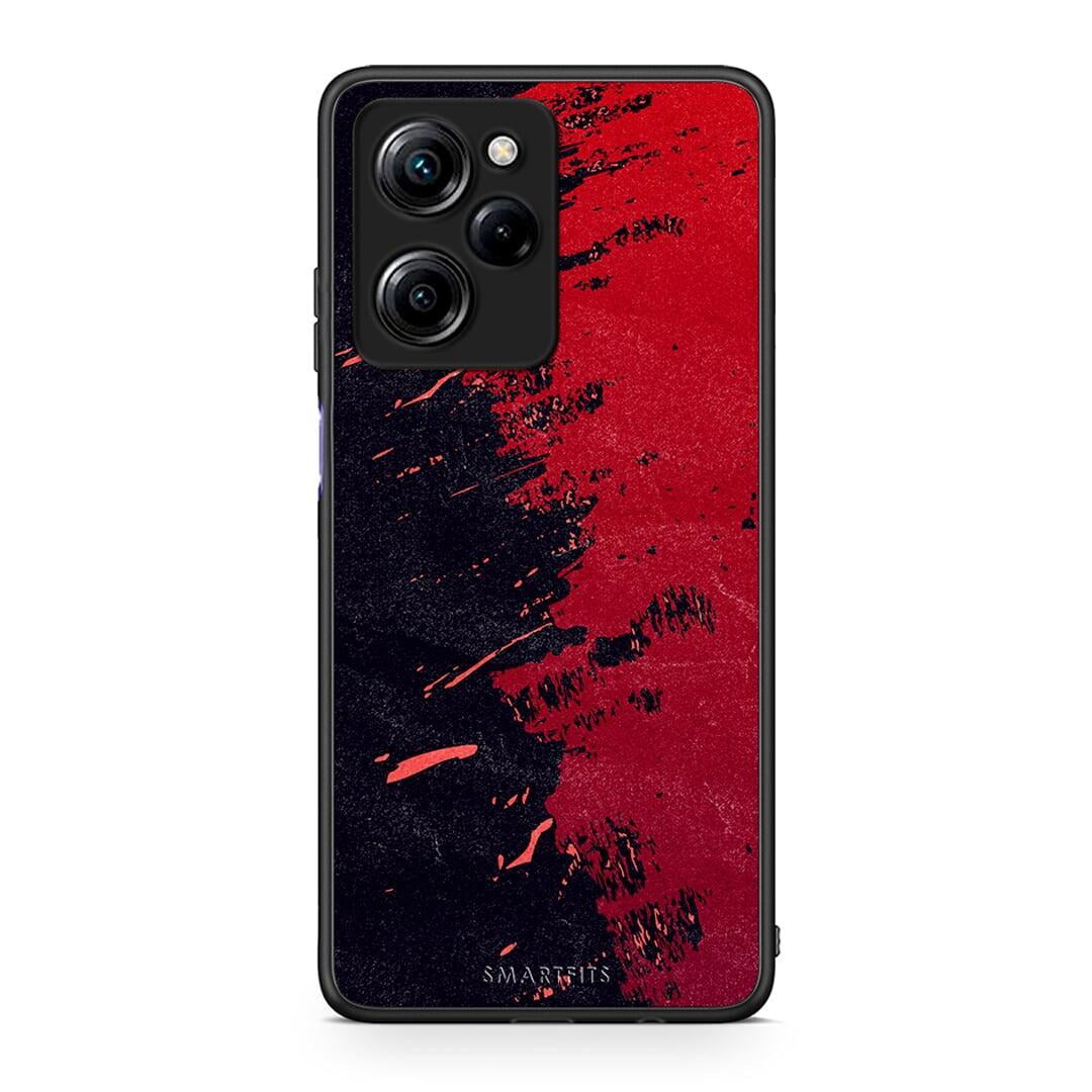 Θήκη Xiaomi Poco X5 Pro 5G Dual Red Paint από τη Smartfits με σχέδιο στο πίσω μέρος και μαύρο περίβλημα | Xiaomi Poco X5 Pro 5G Dual Red Paint Case with Colorful Back and Black Bezels