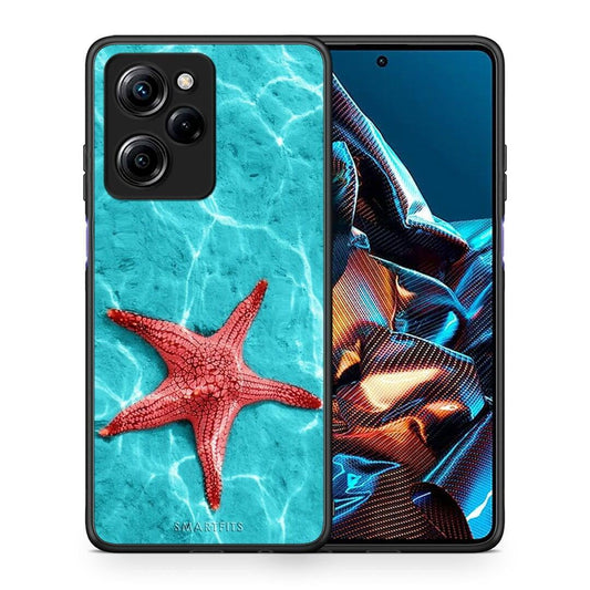 Θήκη Xiaomi Poco X5 Pro 5G Dual Red Starfish από τη Smartfits με σχέδιο στο πίσω μέρος και μαύρο περίβλημα | Xiaomi Poco X5 Pro 5G Dual Red Starfish Case with Colorful Back and Black Bezels