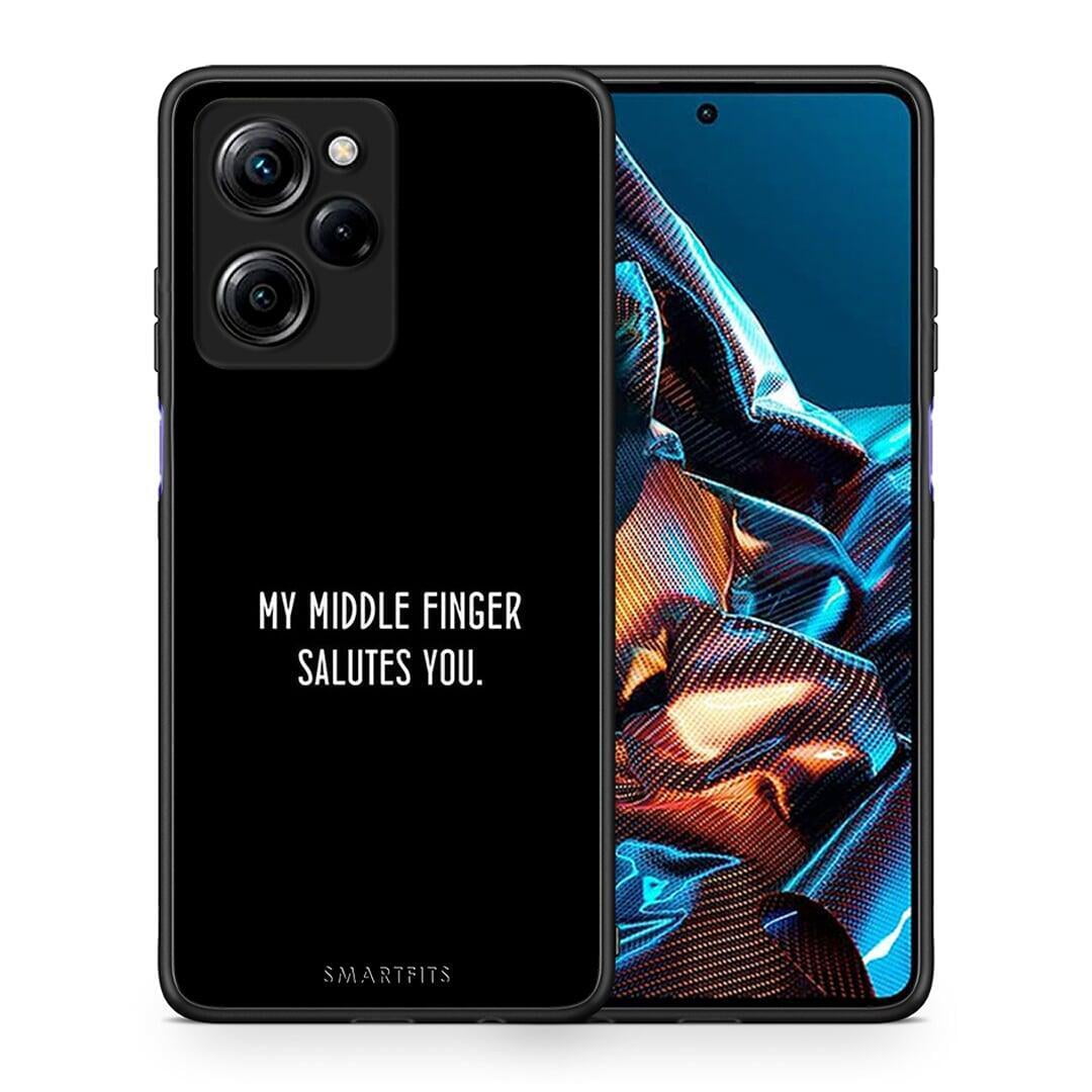 Θήκη Xiaomi Poco X5 Pro 5G Dual Salute από τη Smartfits με σχέδιο στο πίσω μέρος και μαύρο περίβλημα | Xiaomi Poco X5 Pro 5G Dual Salute Case with Colorful Back and Black Bezels