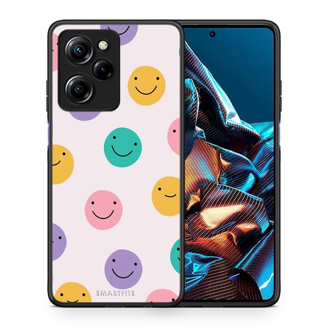 Θήκη Xiaomi Poco X5 Pro 5G Dual Smiley Faces από τη Smartfits με σχέδιο στο πίσω μέρος και μαύρο περίβλημα | Xiaomi Poco X5 Pro 5G Dual Smiley Faces Case with Colorful Back and Black Bezels