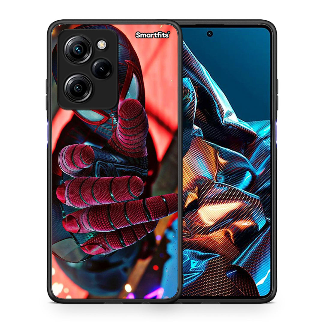 Θήκη Xiaomi Poco X5 Pro 5G Dual Spider Hand από τη Smartfits με σχέδιο στο πίσω μέρος και μαύρο περίβλημα | Xiaomi Poco X5 Pro 5G Dual Spider Hand Case with Colorful Back and Black Bezels