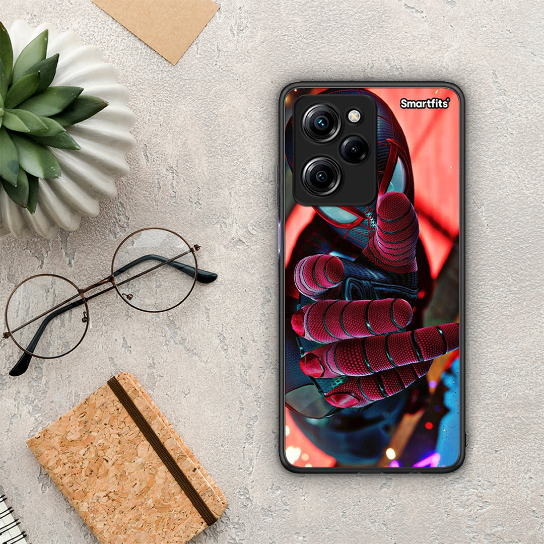 Θήκη Xiaomi Poco X5 Pro 5G Dual Spider Hand από τη Smartfits με σχέδιο στο πίσω μέρος και μαύρο περίβλημα | Xiaomi Poco X5 Pro 5G Dual Spider Hand Case with Colorful Back and Black Bezels