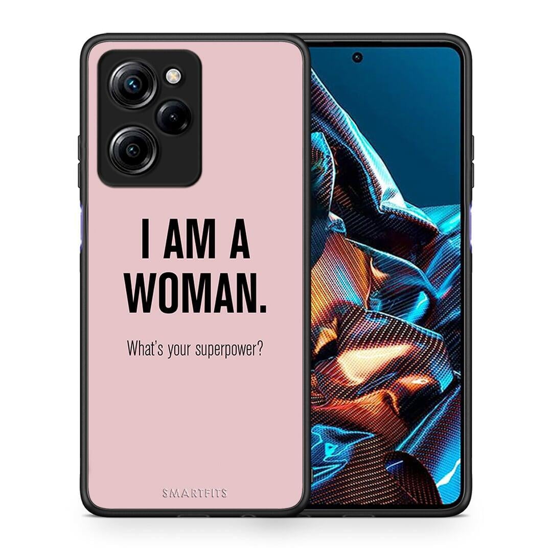 Θήκη Xiaomi Poco X5 Pro 5G Dual Superpower Woman από τη Smartfits με σχέδιο στο πίσω μέρος και μαύρο περίβλημα | Xiaomi Poco X5 Pro 5G Dual Superpower Woman Case with Colorful Back and Black Bezels