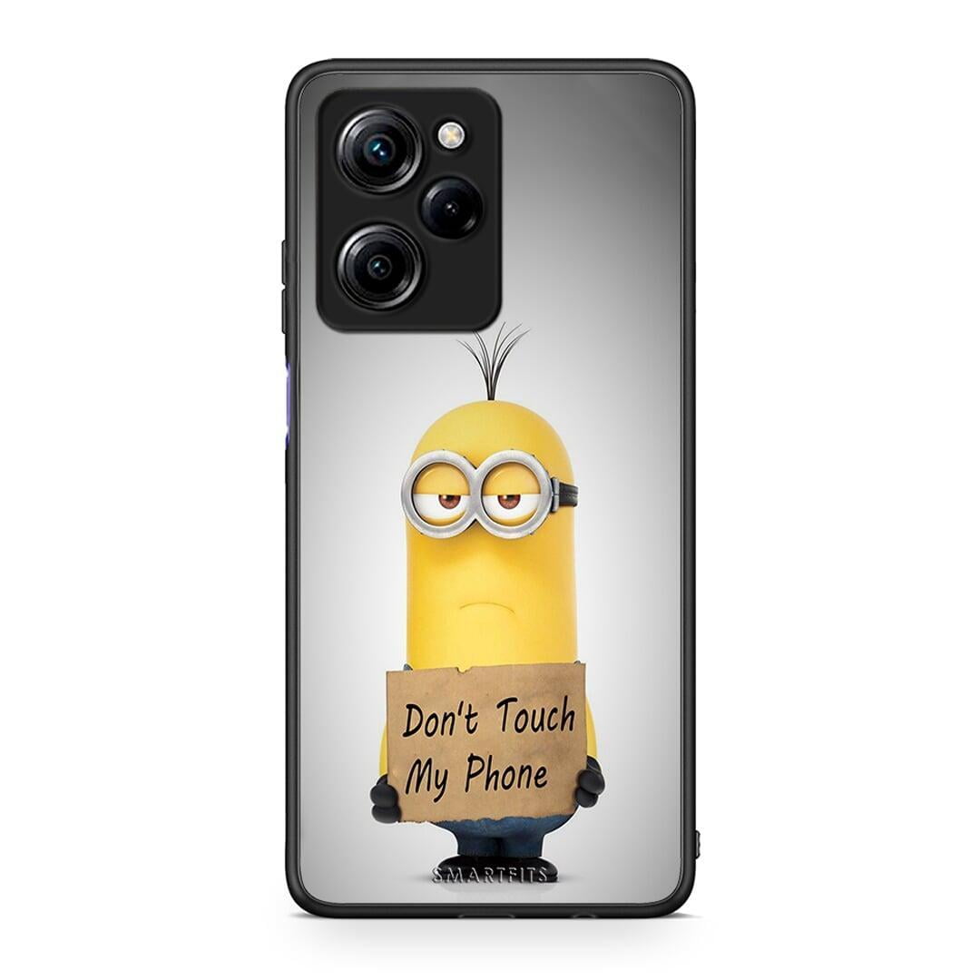 Θήκη Xiaomi Poco X5 Pro 5G Dual Text Minion από τη Smartfits με σχέδιο στο πίσω μέρος και μαύρο περίβλημα | Xiaomi Poco X5 Pro 5G Dual Text Minion Case with Colorful Back and Black Bezels