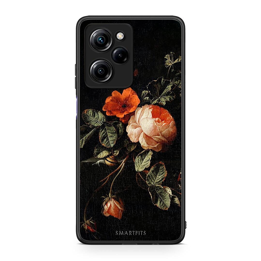 Θήκη Xiaomi Poco X5 Pro 5G Dual Vintage Roses από τη Smartfits με σχέδιο στο πίσω μέρος και μαύρο περίβλημα | Xiaomi Poco X5 Pro 5G Dual Vintage Roses Case with Colorful Back and Black Bezels