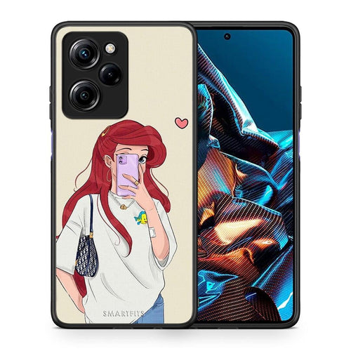 Θήκη Xiaomi Poco X5 Pro 5G Dual Walking Mermaid από τη Smartfits με σχέδιο στο πίσω μέρος και μαύρο περίβλημα | Xiaomi Poco X5 Pro 5G Dual Walking Mermaid Case with Colorful Back and Black Bezels