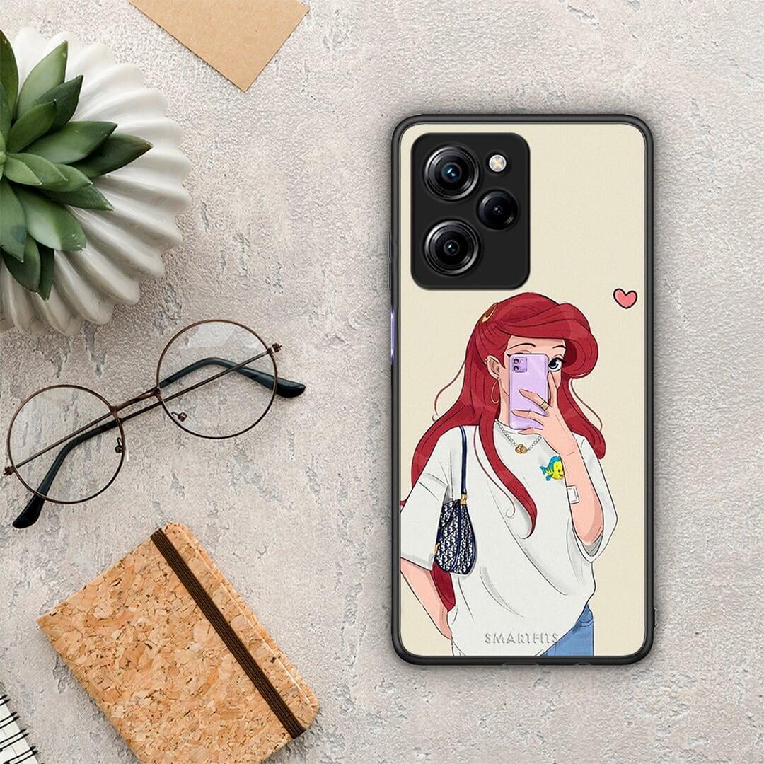 Θήκη Xiaomi Poco X5 Pro 5G Dual Walking Mermaid από τη Smartfits με σχέδιο στο πίσω μέρος και μαύρο περίβλημα | Xiaomi Poco X5 Pro 5G Dual Walking Mermaid Case with Colorful Back and Black Bezels