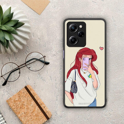 Θήκη Xiaomi Poco X5 Pro 5G Dual Walking Mermaid από τη Smartfits με σχέδιο στο πίσω μέρος και μαύρο περίβλημα | Xiaomi Poco X5 Pro 5G Dual Walking Mermaid Case with Colorful Back and Black Bezels