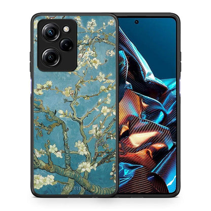 Θήκη Xiaomi Poco X5 Pro 5G Dual White Blossoms από τη Smartfits με σχέδιο στο πίσω μέρος και μαύρο περίβλημα | Xiaomi Poco X5 Pro 5G Dual White Blossoms Case with Colorful Back and Black Bezels