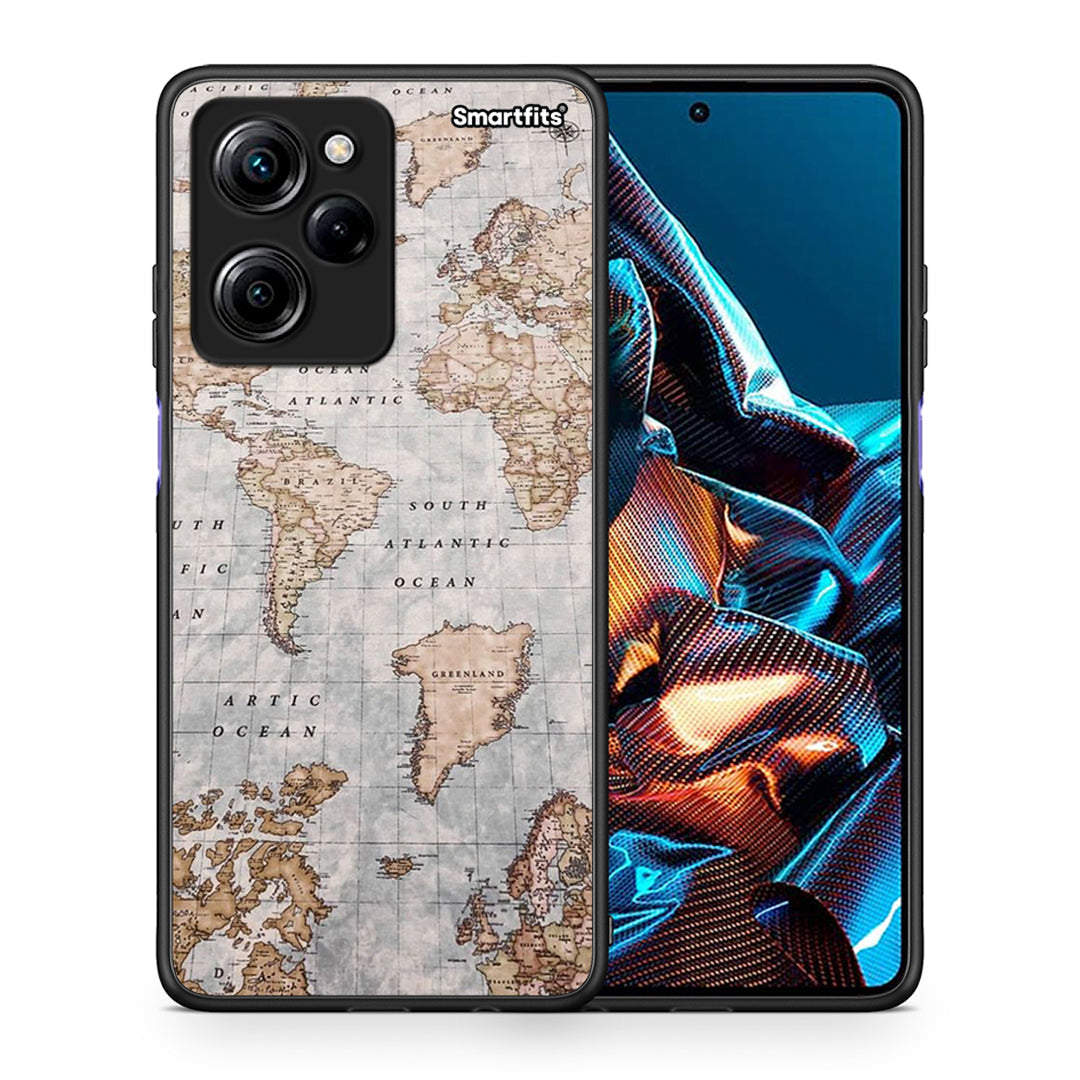 Θήκη Xiaomi Poco X5 Pro 5G Dual World Map από τη Smartfits με σχέδιο στο πίσω μέρος και μαύρο περίβλημα | Xiaomi Poco X5 Pro 5G Dual World Map Case with Colorful Back and Black Bezels