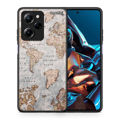 Θήκη Xiaomi Poco X5 Pro 5G Dual World Map από τη Smartfits με σχέδιο στο πίσω μέρος και μαύρο περίβλημα | Xiaomi Poco X5 Pro 5G Dual World Map Case with Colorful Back and Black Bezels