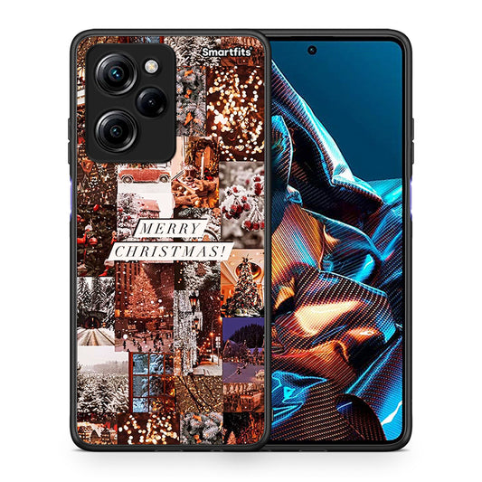 Θήκη Xiaomi Poco X5 Pro 5G Dual Xmas Collage από τη Smartfits με σχέδιο στο πίσω μέρος και μαύρο περίβλημα | Xiaomi Poco X5 Pro 5G Dual Xmas Collage Case with Colorful Back and Black Bezels