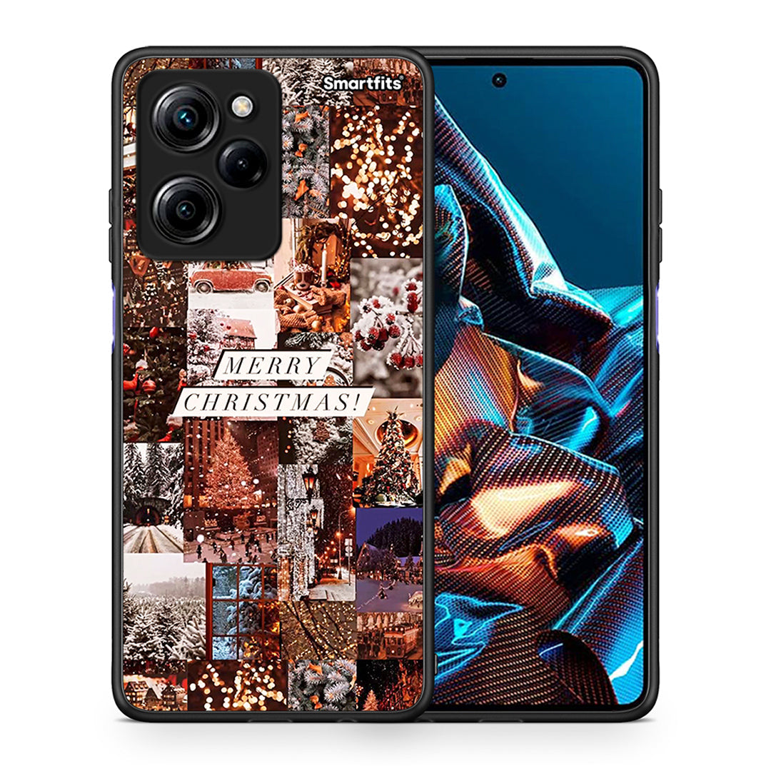 Θήκη Xiaomi Poco X5 Pro 5G Dual Xmas Collage από τη Smartfits με σχέδιο στο πίσω μέρος και μαύρο περίβλημα | Xiaomi Poco X5 Pro 5G Dual Xmas Collage Case with Colorful Back and Black Bezels