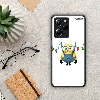 Θήκη Xiaomi Poco X5 Pro 5G Dual Xmas Minion Lights από τη Smartfits με σχέδιο στο πίσω μέρος και μαύρο περίβλημα | Xiaomi Poco X5 Pro 5G Dual Xmas Minion Lights Case with Colorful Back and Black Bezels