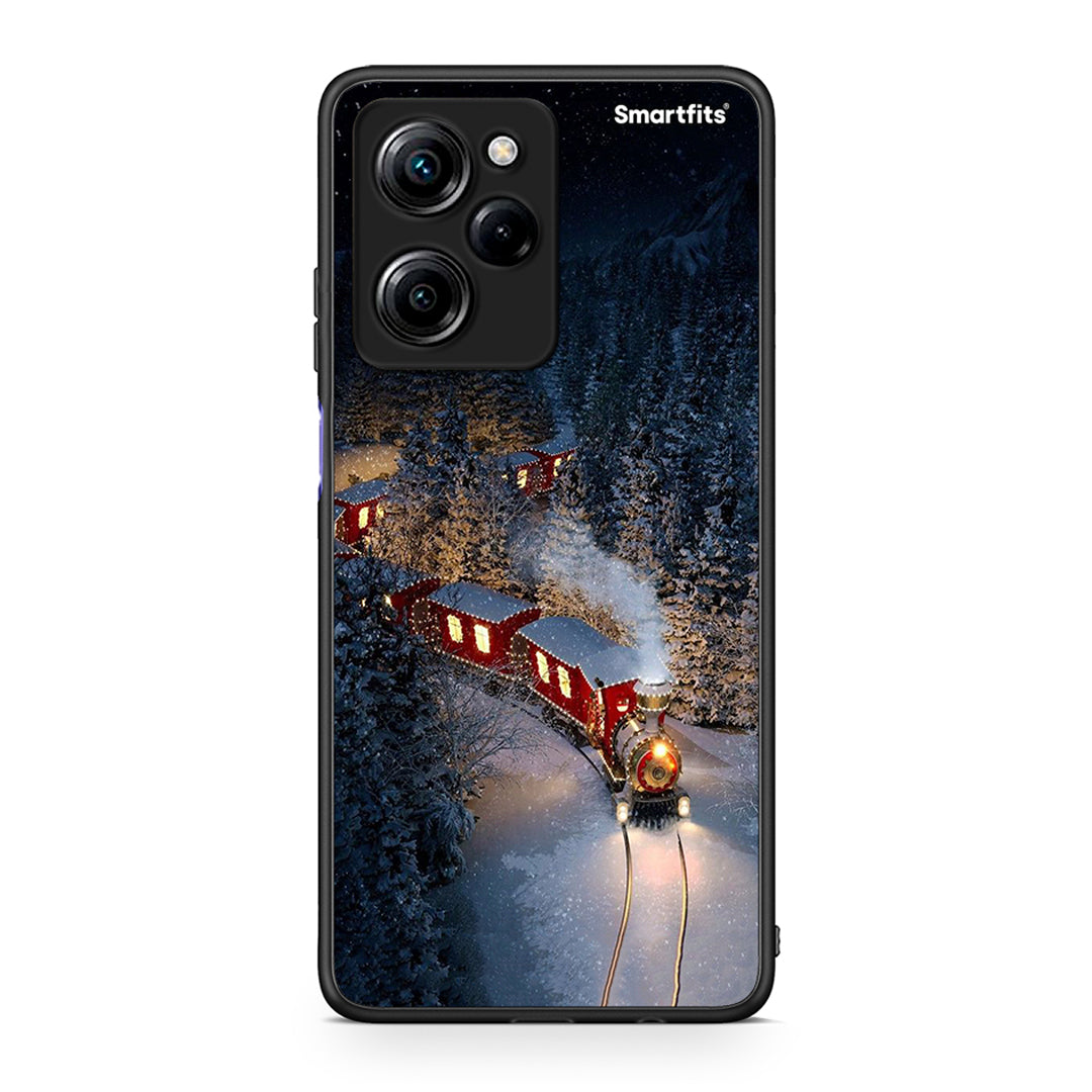 Θήκη Xiaomi Poco X5 Pro 5G Dual Xmas Train από τη Smartfits με σχέδιο στο πίσω μέρος και μαύρο περίβλημα | Xiaomi Poco X5 Pro 5G Dual Xmas Train Case with Colorful Back and Black Bezels