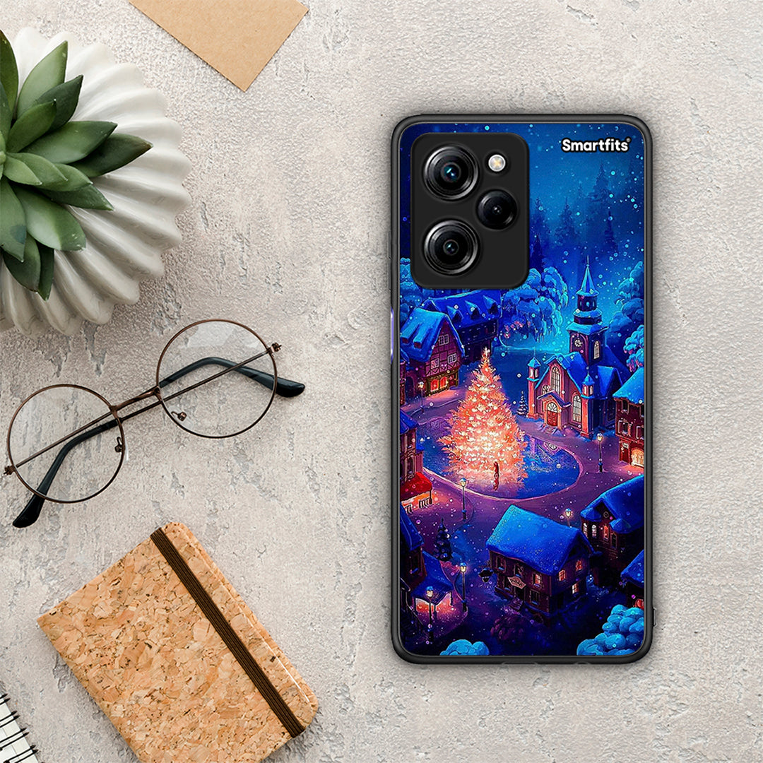 Θήκη Xiaomi Poco X5 Pro 5G Dual Xmas Village από τη Smartfits με σχέδιο στο πίσω μέρος και μαύρο περίβλημα | Xiaomi Poco X5 Pro 5G Dual Xmas Village Case with Colorful Back and Black Bezels