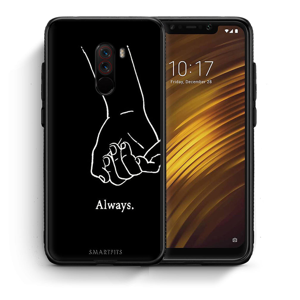 Θήκη Αγίου Βαλεντίνου Xiaomi Pocophone F1 Always & Forever 1 από τη Smartfits με σχέδιο στο πίσω μέρος και μαύρο περίβλημα | Xiaomi Pocophone F1 Always & Forever 1 case with colorful back and black bezels