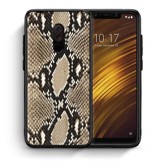 Θήκη Xiaomi Pocophone F1 Fashion Snake Animal από τη Smartfits με σχέδιο στο πίσω μέρος και μαύρο περίβλημα | Xiaomi Pocophone F1 Fashion Snake Animal case with colorful back and black bezels