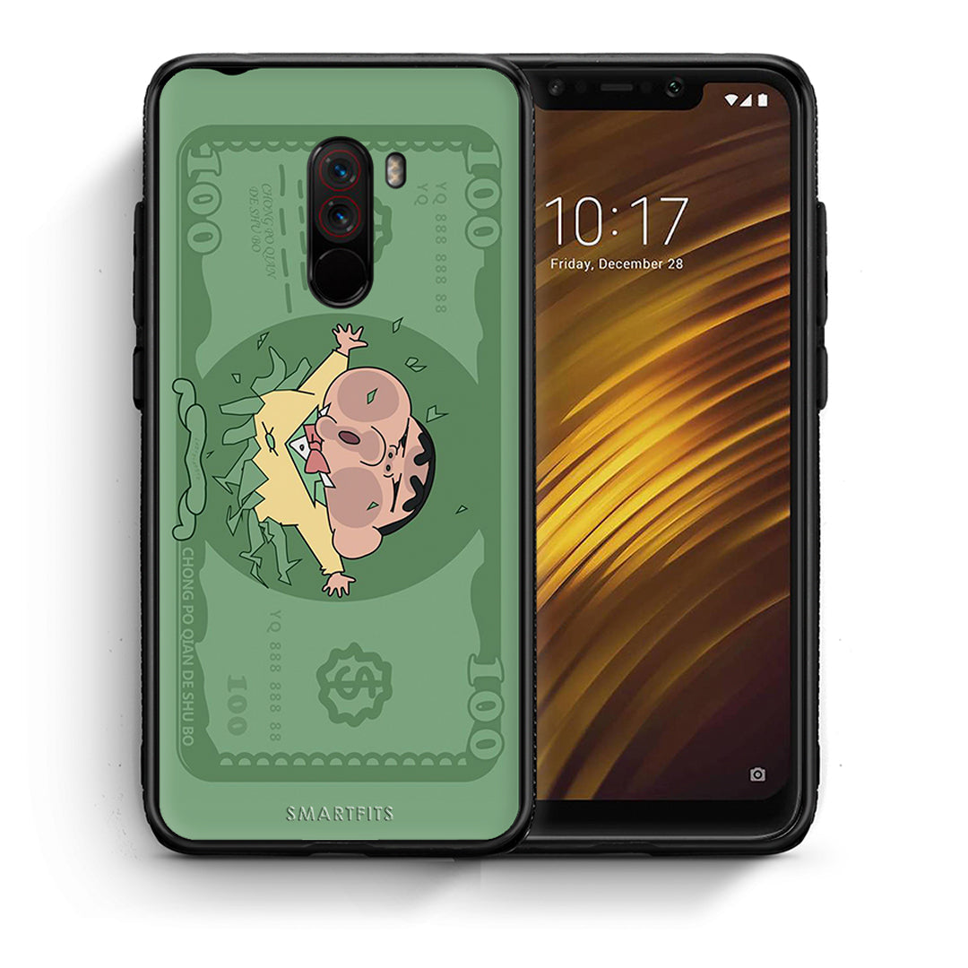 Θήκη Αγίου Βαλεντίνου Xiaomi Pocophone F1 Big Money από τη Smartfits με σχέδιο στο πίσω μέρος και μαύρο περίβλημα | Xiaomi Pocophone F1 Big Money case with colorful back and black bezels